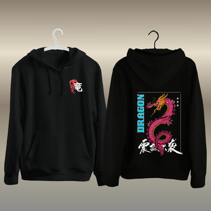 Neon Eastern Dragon Graphic Oversized Hoodie
